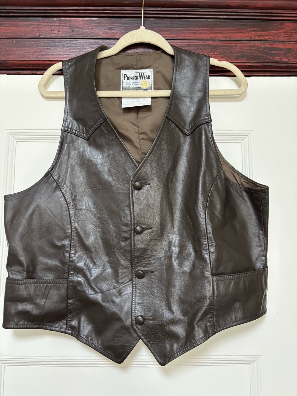 Men’s Pioneer Wear Brown Leather Button Front Vest
